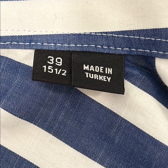 Boss Hugo Boss Blue/White Striped Men's Dress Shirt, 39 15.5 Slim Like New - Picture 9 of 10